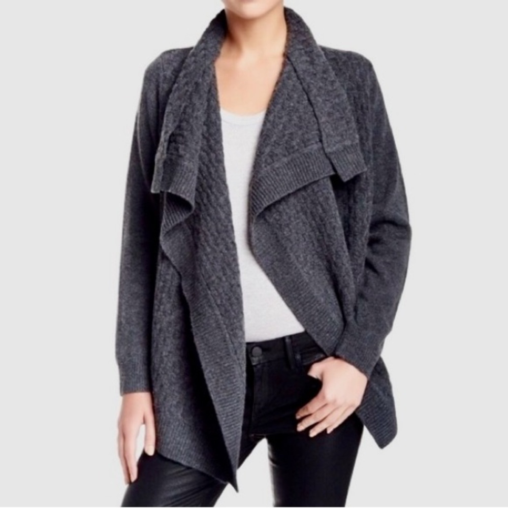 VINCE Charcoal Grey Draped Cardigan Sweater